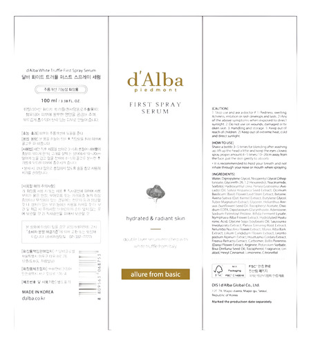 D'alba Piedmont Suero Italiano De Trufa Blanca Piel Porcelan Todo Tipo De Piel Día/noche