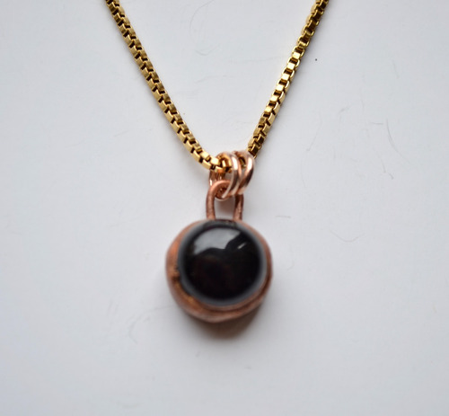 Collar Piedra Natural Onix Negro, Cadena De Acero, Cod1
