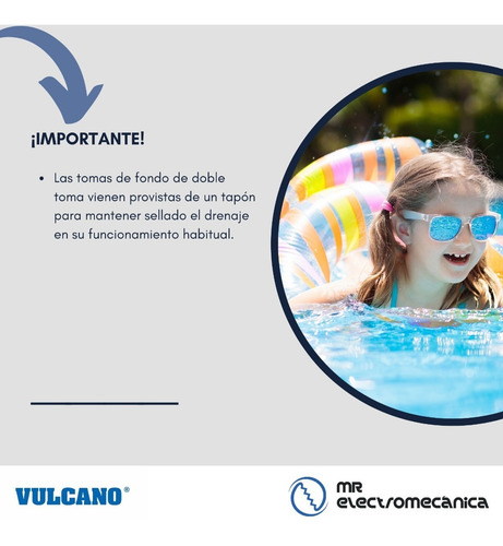 Imagen 6 de 10 de Toma Fondo Vulcano Para Piscinas De Fibra 125002