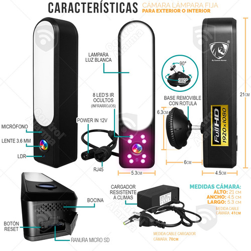 Imagen 9 de 10 de Camara Wifi Ip Full Hd Exterior Video Seguridad Nube Lampara