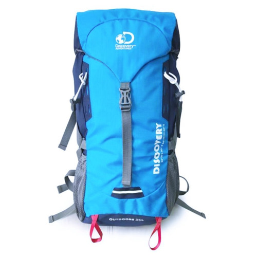 Mochila Camping 35 Litros, Color Celeste Diseño de la tela Diamond Ripstop