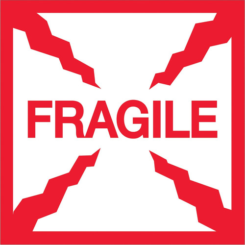 Poly Bag Guy Tape Logic® Labels, Fragile  2  Red White