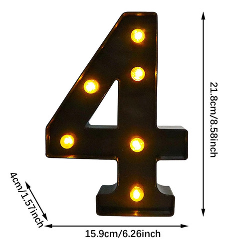 Luz Led Con Número Para 4 6,26 X 8,58 X 1,57 Pulgadas