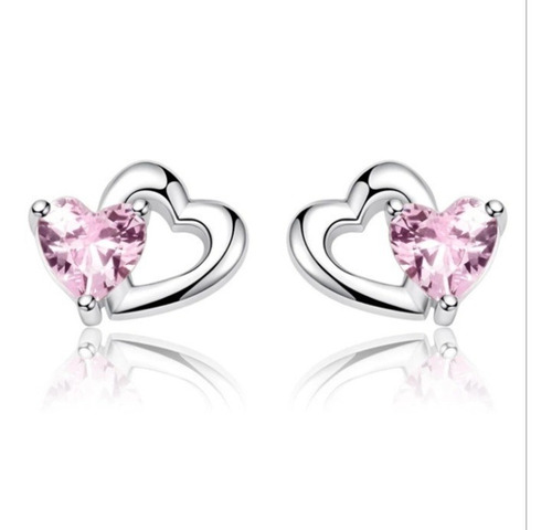 Aretes Mujer Arracada Corazón Plata Esterlina Swarovski Dama