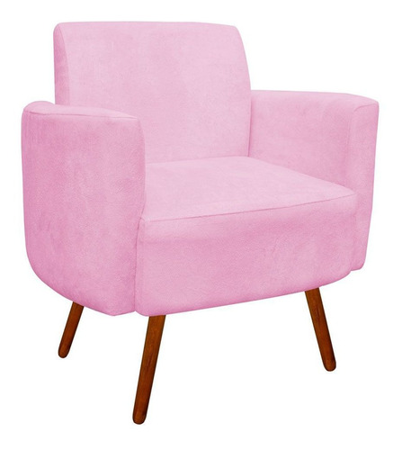 Poltrona Decorativa Agatha Braços Curvo Suede - D'rossi Cor Rosa Bebê