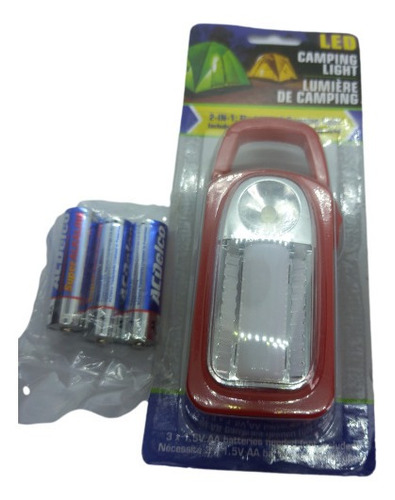 Linterna Led Camping Carpa Color Rojo Con Pilas Incluidas