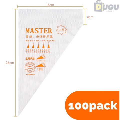 Pack De 100 Mangas Pasteleras De 25 X 16 X 4 Cms Desechables