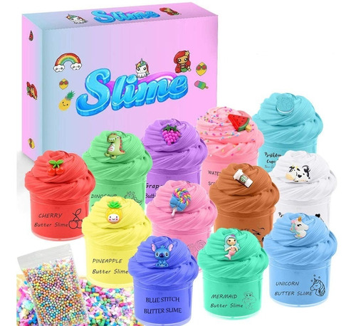 Imagen 1 de 6 de Slime + Juguete Fluffy Colores Para Niños - No Toxico !