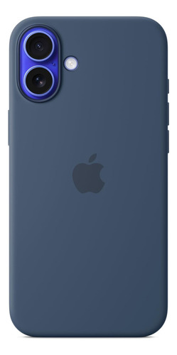 Apple - Capa de silicone azul (jeans) com Magsafe e controle de câmera para iPhone 16 Plus