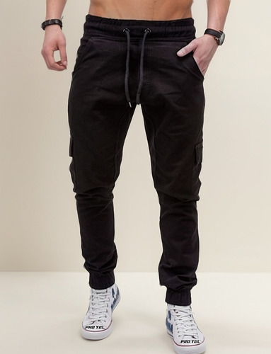 Pantalón Jogger Comodo Casual Bolsas Cargo Gabardina 2904str