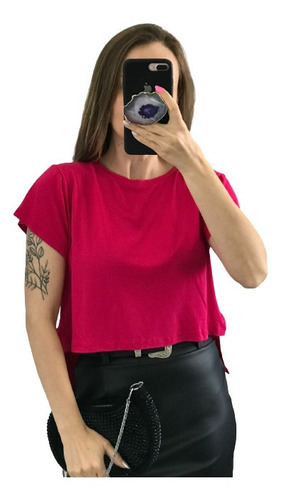 Blusa Cropped Tshirt Coloridas Viscolycra