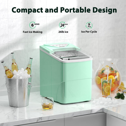 Máquina De Hielo Para Encimera Función De Autolimpieza Color