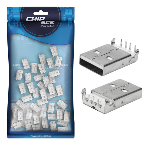 10x Peças Conector Usb Tipo A Macho 90° Yh-usb05a