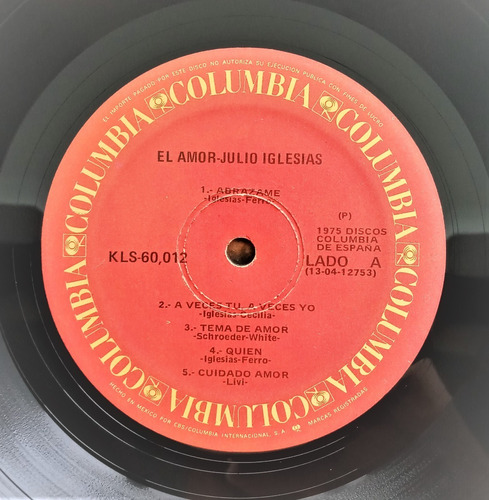 Julio Iglesias Lp El Amor (Usado)