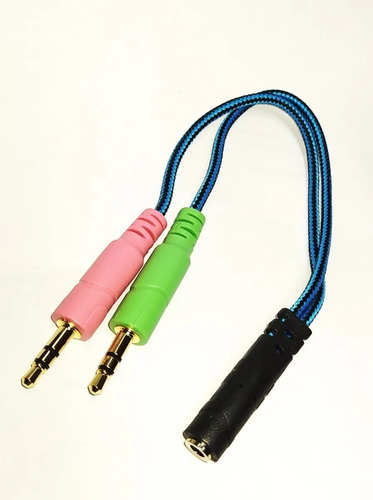Imagen 3 de 3 de Cable Divisor Adaptador Convertidor 2 A 1 Audio Y Microfono