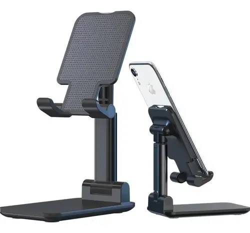 Suporte De Mesa Compatível Para iPad iPhone Celular Rock Ajustável Cor Preto B-Max