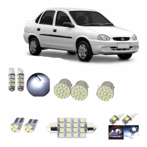 Super Lampadas Led Corsa Sedan Hatch Teto Re Placa Meia Luz