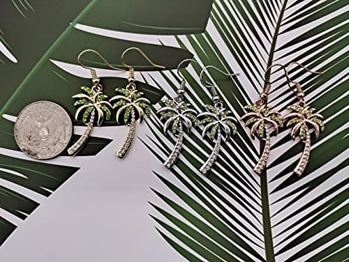 Manzhen Pendientes Colgantes De Palmera De Cristal De Playa,