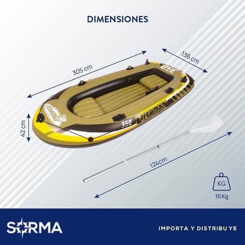 Imagen 4 de 10 de Bote Inflable 3m + 2 Remos + Inflador + Suj P/motor