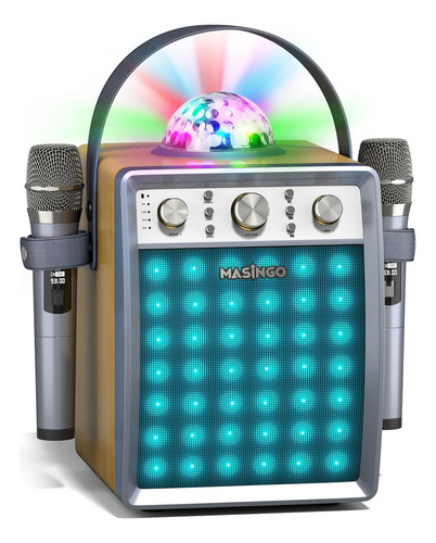 Máquina De Karaoke 2 Micrófonos Inalámbricos Portátil Con Lu