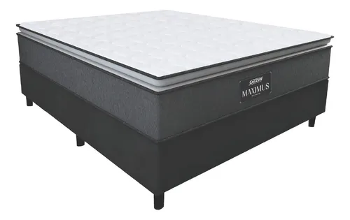Gazin Cama box Maximus casal 138cm x 188cm cinza e preto