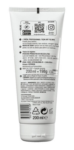 Imagem 2 de 2 de Finalizador L'oréal Professionnel Tecni.art Fix Max -200 Ml