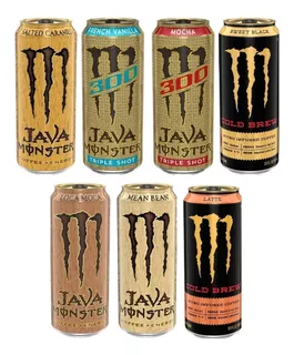 7 Monster Energy Java Caramelo, Vainilla, Moca, Cafe, Latte