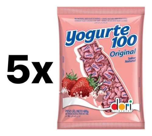 Bala Yogurte 100 Original Dori 5 Pacotes De 600g Cada