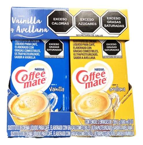 Pack 2 Crema Para Café Coffee Mate Avellana Y Vainilla 769g