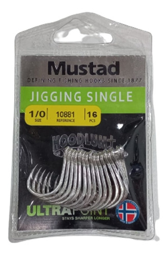Anzuelo Mustad 10881 N°1/0 X 16 Ultrapoint Para Jig