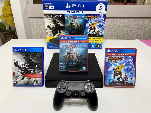 Playstation 4 Sony Hits Bundle 3, 1TB, 1 Controle, 3 Jogos Físicos - 2 ANOS  garantia