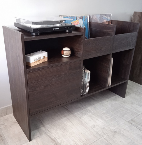 Mueble Mesa Para Tocadiscos Y Vinilos Con Batea Doble