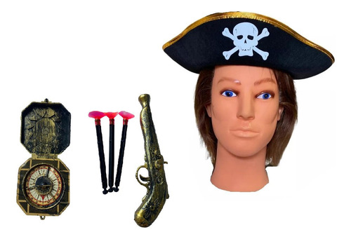 Kit Fantasia Infantil Chapéu De Pirata Com 2 Acessórios