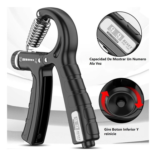 Ejercitador Handgrip Graduable Con Contador De Repeticiones