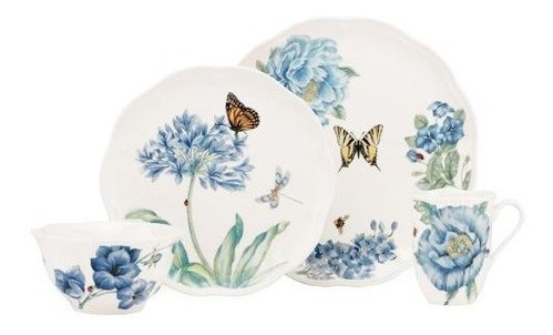 Lenox Butterfly Meadow Azul 4 Piezas Ajuste De Lugar