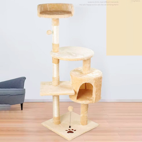 Árvore Gato Torre Arranhador Brinquedo Casinha Toca Bege