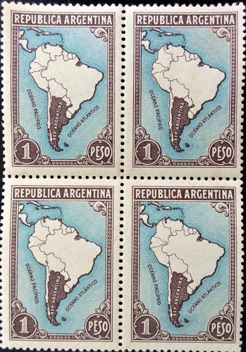 Argentina, Cuadrito Gj 760 1p Mapa C- Limites 35 Mint L14960