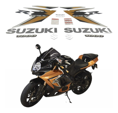 Kit Completo Adesivo Suzuki Gsxr 1000 2008 Preta E Dourada