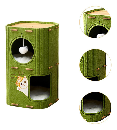 Bonita Caseta Para Gatos, Moderna Y Acogedora 2 Niveles