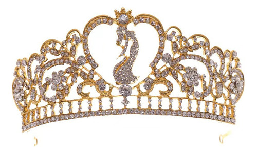 Corona Dorada Con Diamantes De Imitación Y Perlas