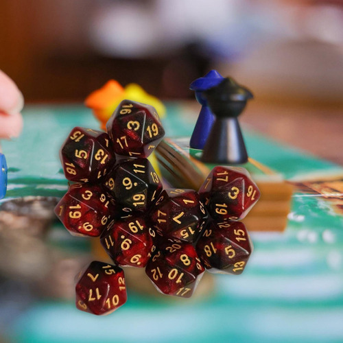 Jja 3 Juego De Dados De 10 Uds. De Colores Dobles D20, Rojo