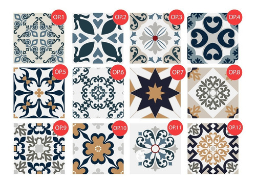 Vinilo Azulejo Mosaico Adhesivo 30x30 Piso X 10u Laminado Color Oporto