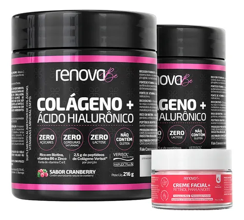 Kit 2x Colágeno + Ácido Hialurônico Verisol Renova Be Coláge...