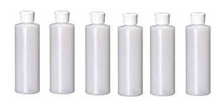 8 Oz Plastic Cylinder Bottles with Flip Top Pour Spout Pack of 6 