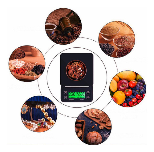 Báscula De Café De 5kg/0,1g Con Temporizador Y Almohadilla