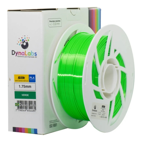 Imagem 1 de 6 de Filamento Pla Silk - Verde - Dynalabs - 1.75mm - 1kg