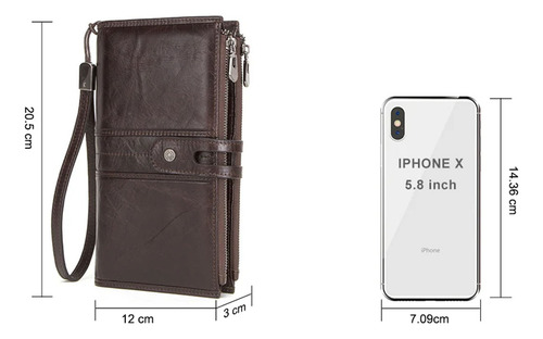 Contact's-cartera Cuero Genuino, Billetera Larga, Pasaporte