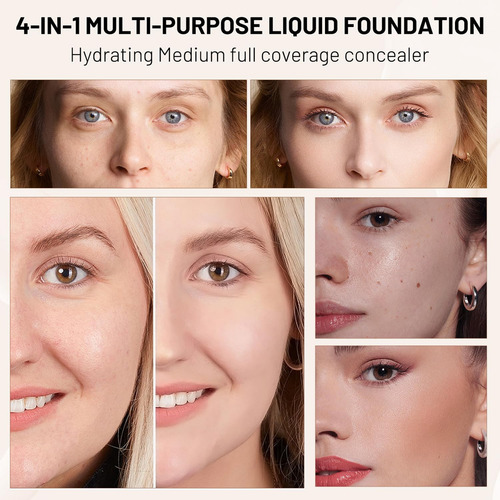 Base De Maquillaje Líquida 4 En 1, Base De Maquillaje 4 En