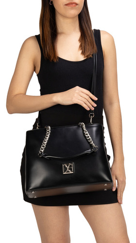 Bolsa Satchel Cloe Izisyla Mediano Color Negro