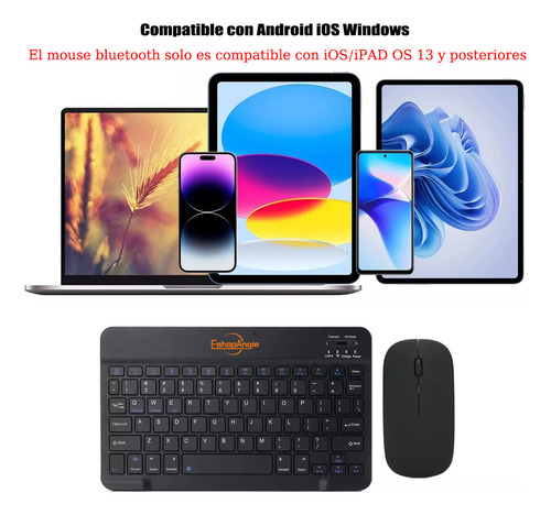 Kit Teclado Y Mouse Bluetooth Para Pc Android Io